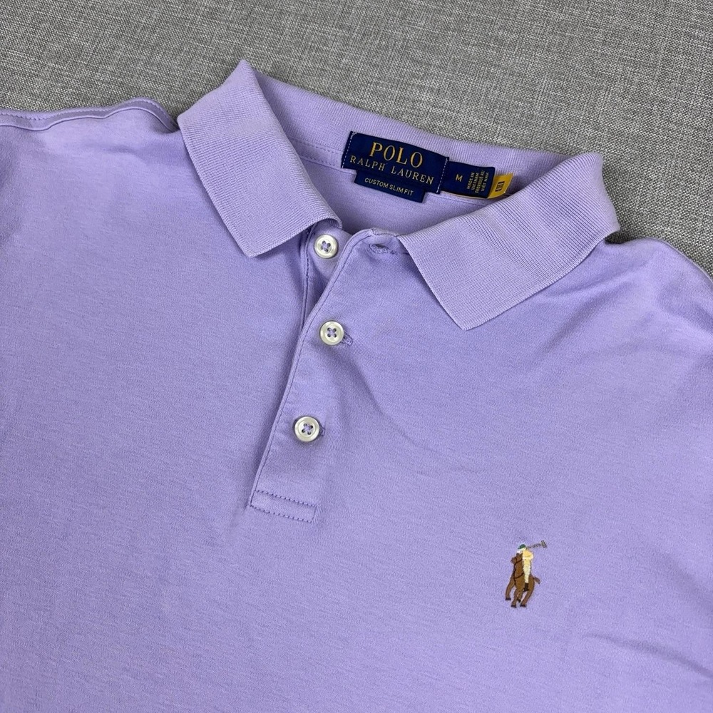 Polo Ralph Lauren Polo Shirt Mens M Purple Custom Slim Fit Short Sleeve